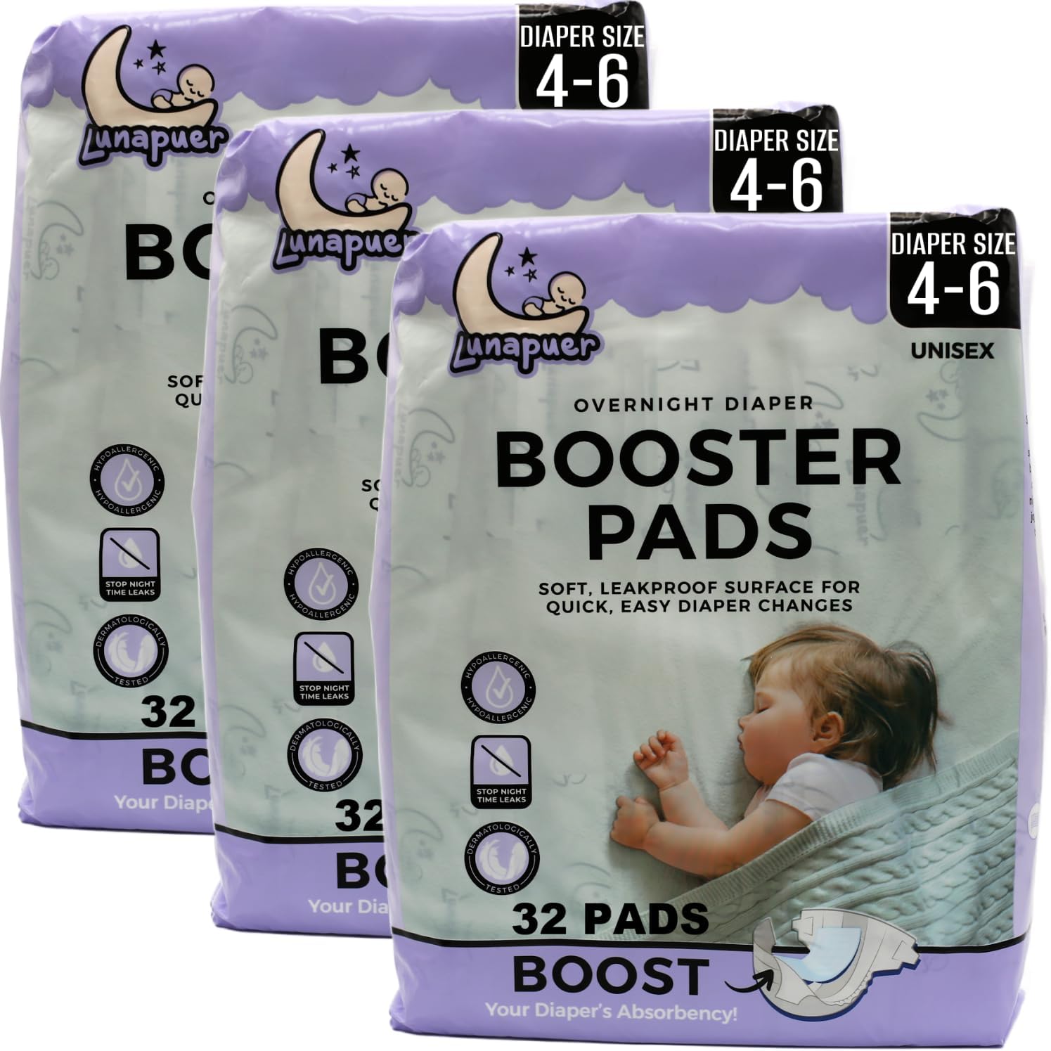 Diaper Booster Pads Overnight – Adhesive Diaper Inserts for Boys & Girls