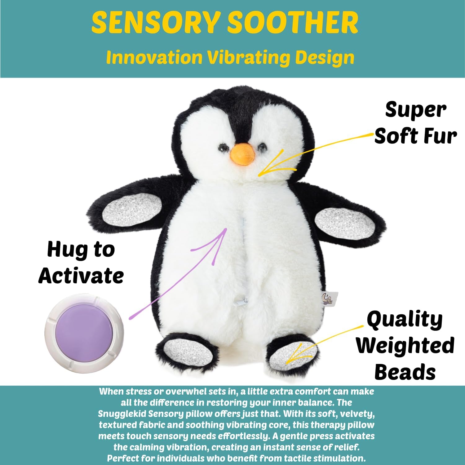 Penguin Weighted Sensory Pillow 11x20" My Store Penguin Weighted Sensory Pillow 11x20" My Store